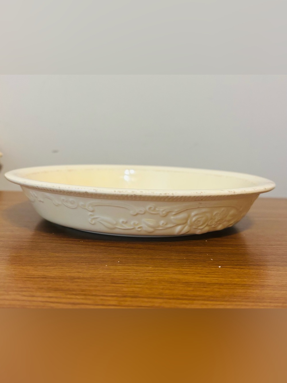 Homer Laughlin Oven Serve Cream Pie Plate Floral U.S.A. 10.75" Antique 1930s